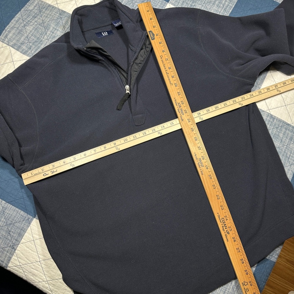 Vintage 90s Gap Mens 1/4 Zip Fleece Pullover Navy Blue Mock Neck Sweatshirt - Picture 4 of 4